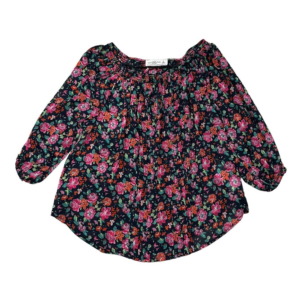 Abercrombie Fitch Blouse Shirt Women's Small Sheer Long Sleeve Multicolor Floral
